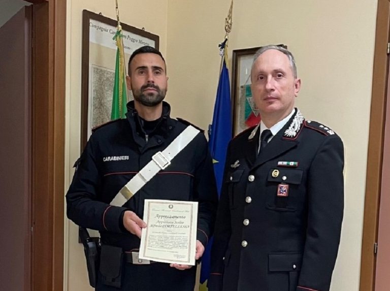 Formale apprezzamento per l’appuntato scelto Alfredo Cortellessa dal Comandante provinciale Carabinieri