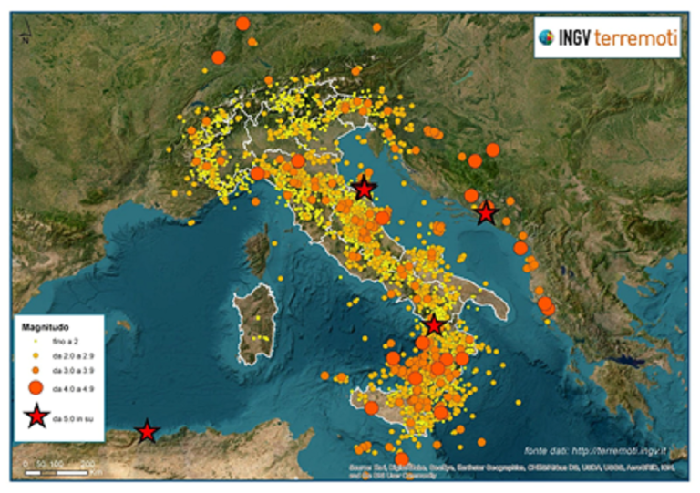 Sono 16.302 i terremoti registrati nel 2022 in Italia, una media di 44 al giorno