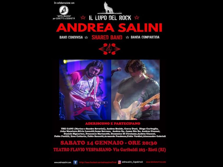 Il 14 gennaio al Teatro Vespasiano concerto della band condivisa dedicata ad Andrea Salini il Lupo del Rock