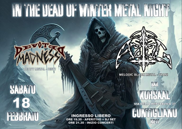 Il 18 febbraio al Kursaal di Contigliano concerto “In the dead of winter metal night” con i Devoted Madness e Azog