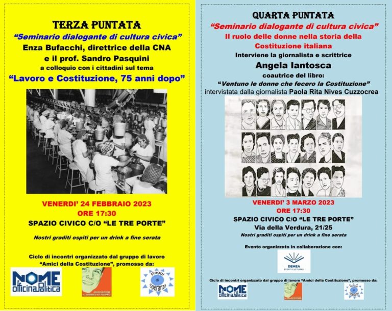 Seminario dialogante sulla Costituzione italiana: proseguono gli incontri con due relatrici d’eccezione