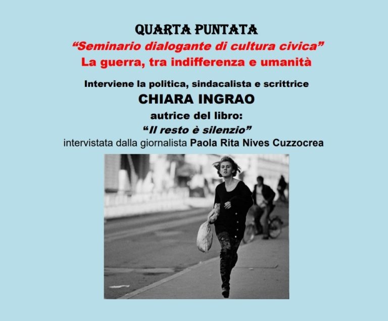 Chiara Ingrao a Rieti il prossimo 3 marzo: riflessioni sulla guerra
