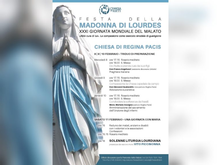 Festa della Madonna di Lourdes, a Rieti dall’8 all’11 febbraio