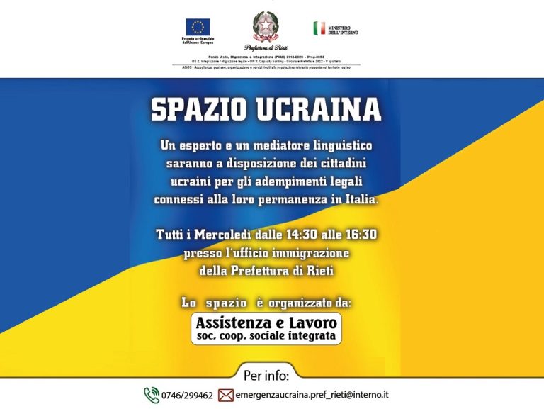 Nella Prefettura di Rieti c’è lo “Spazio Ucraina”