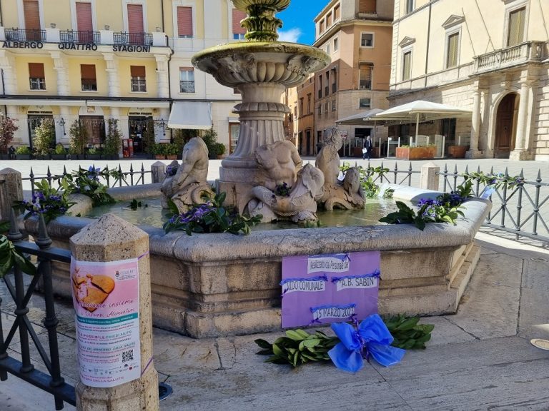 Campagna contro i disturbi alimentari, allestita con viole e ciclamini la Fontana dei Delfini