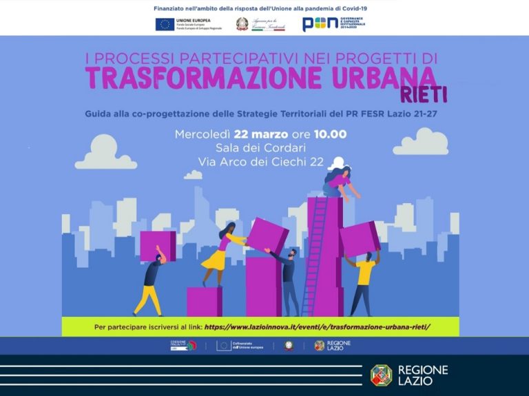 A Rieti una giornata dedicata alla co-progettazione delle strategie territoriali PR FESR Lazio 2021-2027
