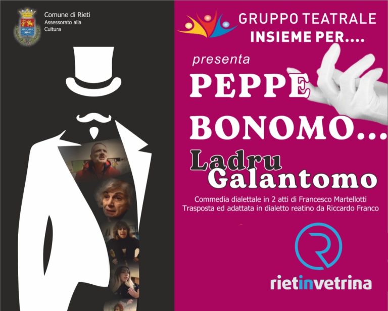 “Peppe Bonomo, ladru galantomo”, dal 17 al 19 marzo al Teatro Flavio Vespasiano di Rieti