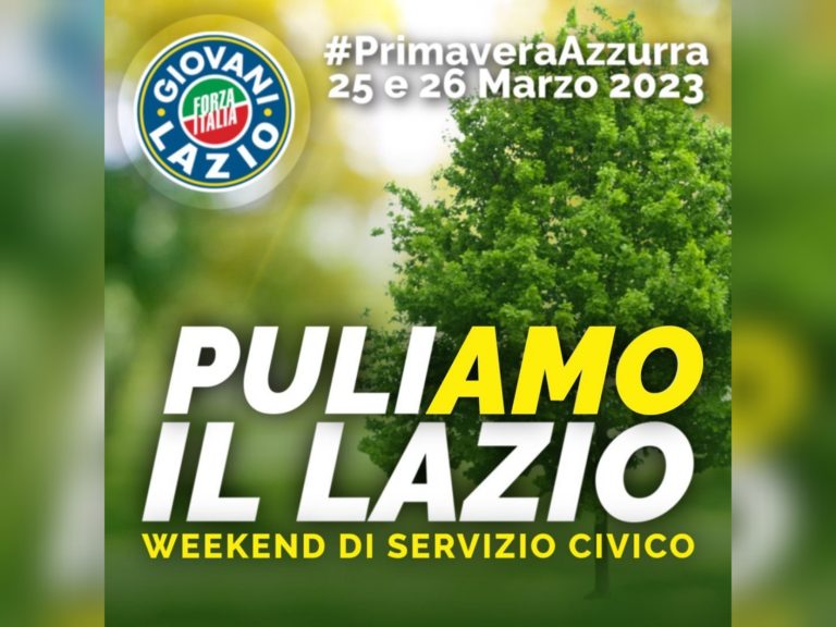 “PuliAMO il Lazio”, il 26 marzo anche a Rieti l’iniziativa di Forza Italia Giovani