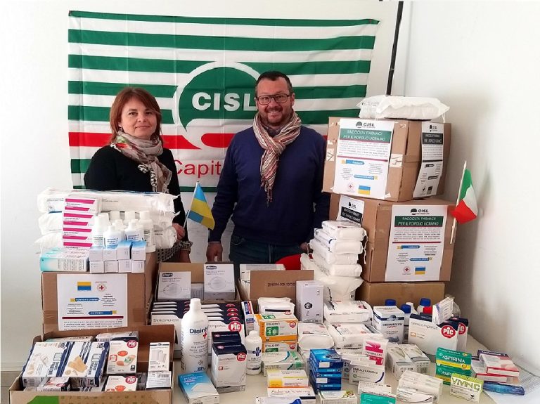 Terminata la raccolta farmaci organizzata da CISL con CRI. Il 18 marzo i medicinali partiranno per l’Ucraina