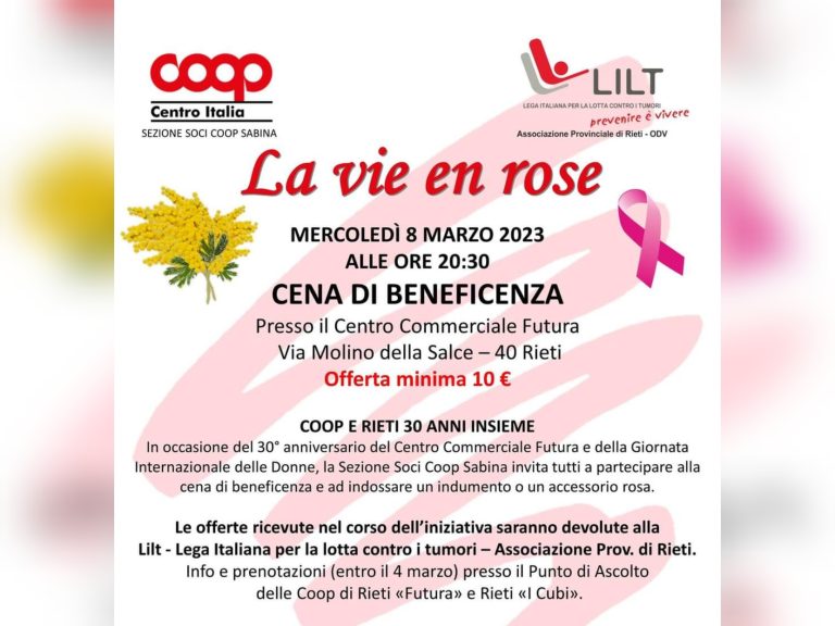 Alla Coop Futura si festeggia l’8 marzo insieme alla LILT Rieti