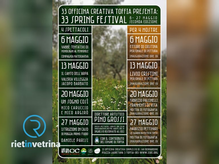 Nel mese di maggio la seconda edizione di 33 Spring Festival, 4 spettacoli per 4 mostre
