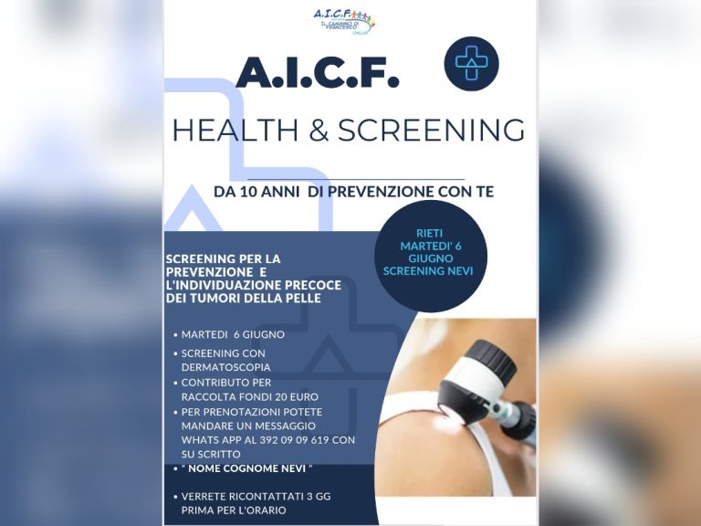 Martedì 6 giugno a Rieti screening per individuazione precoce tumori della pelle