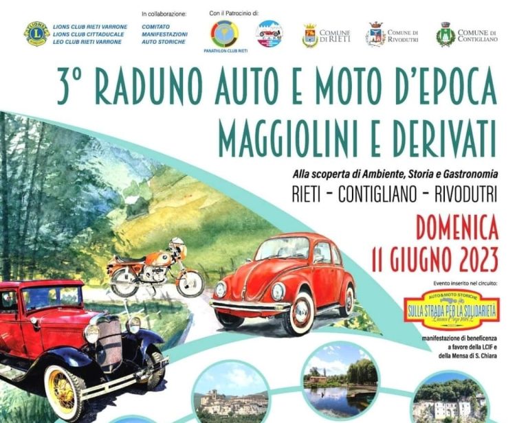 3° Raduno auto e moto d’epoca maggiolini e derivati. L’11 giugno a Rieti-Contigliano-Rivodutri