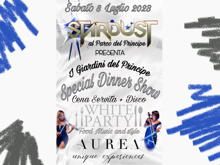 Stardust presenta “Special dinner show – White Party”, sabato 8 luglio al Parco del Principe di Rieti