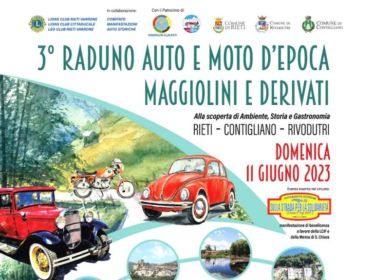 Domenica 11 giugno a Rieti raduno auto e moto d’epoca per la terza prova del Lion Cup 108L