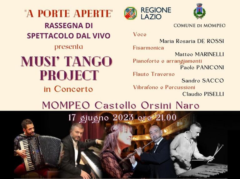 A Mompeo il 17 giugno concerto ad ingresso libero dedicato alla musica latina