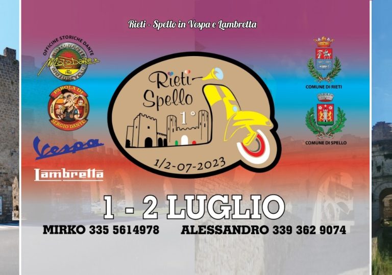 L’1 e il 2 luglio 2023 Rieti – Spello in Vespa e Lambretta – ISCRIZIONI APERTE