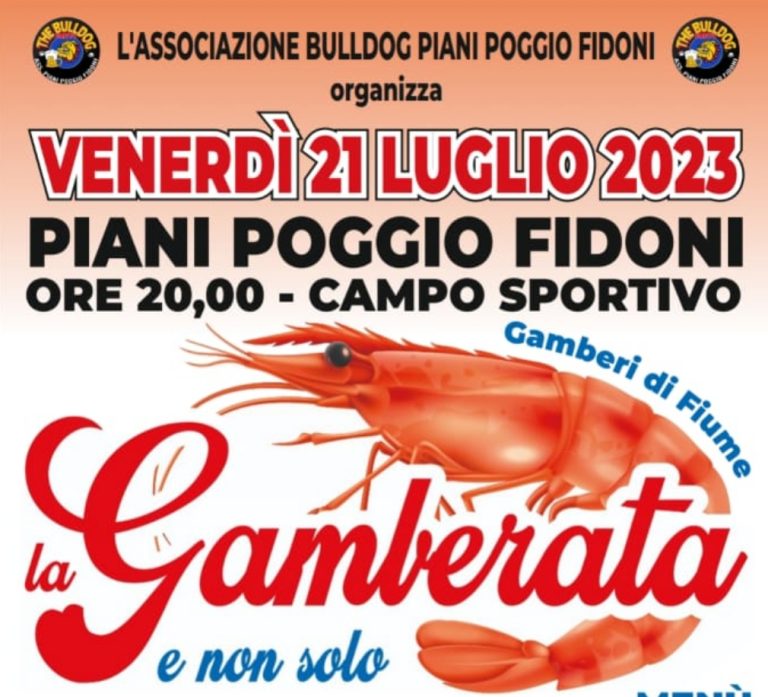 E’ FESTA – Il 21 luglio a Piani Poggio Fidoni la “Gamberata e non solo”