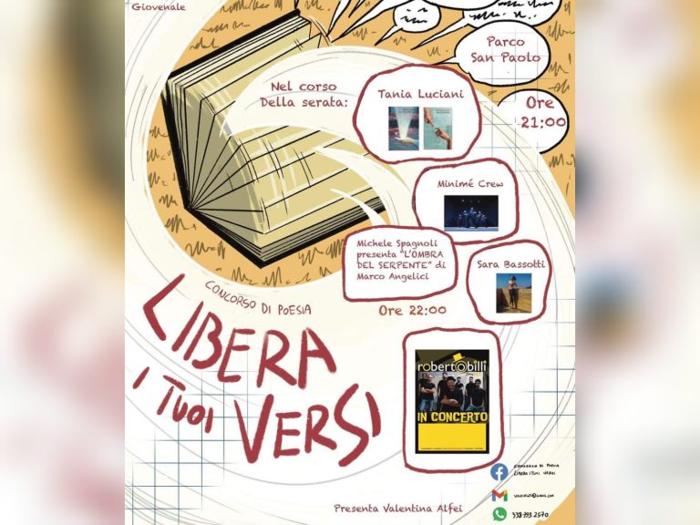 Stasera 28 luglio a Poggio Mirteto le premiazioni del Concorso “Libera i tuoi versi”