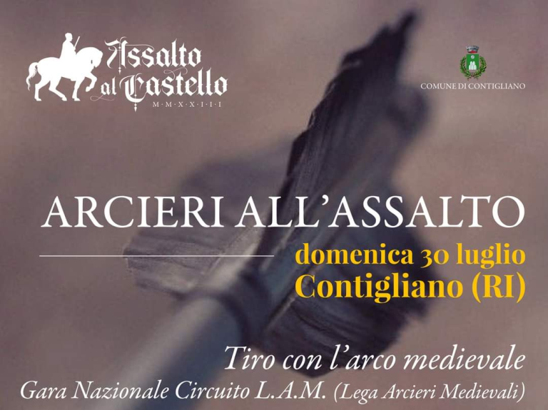 A Contigliano 160 arcieri in costume si sfideranno nella gara nazionale di tiro con l’arco medievale Circuito L.A.M.