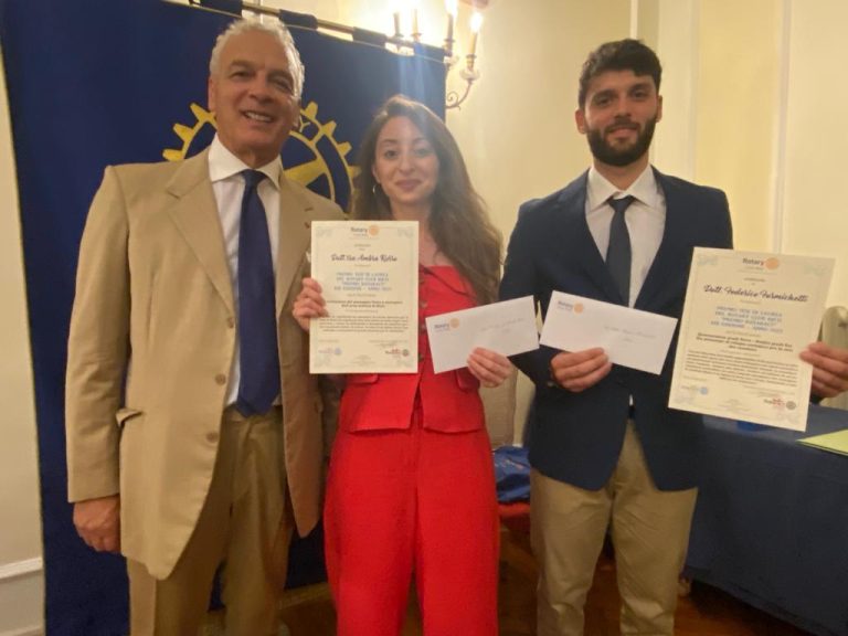 Il premio Tesi di Laurea Rotary Club Rieti ad Ambra Russo e Federico Formichetti