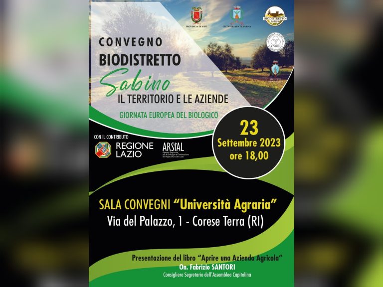 Biodistretto Sabino Territorio e Aziende, il 23 settembre un convegno da non perdere