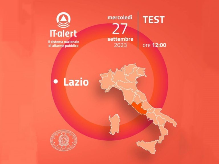 T-Alert, il 27 settembre arriva il test. Messaggio su tutti i telefonini del Lazio