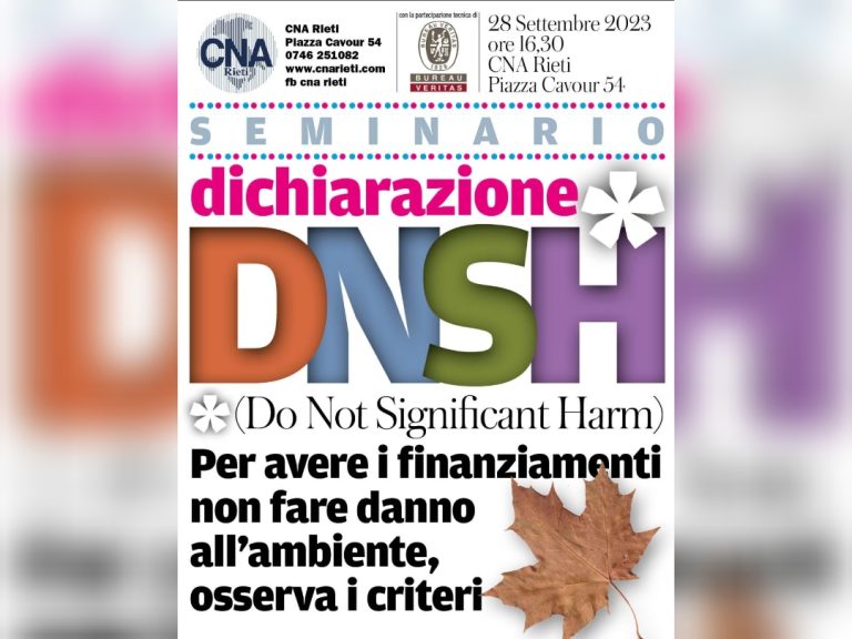 CNA Informa: DNSH, webinar gratuito il 28 settembre