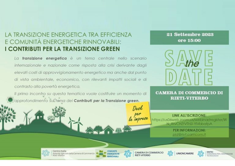 Energia, contributi per la transizione green. Seminario online il 21 settembre