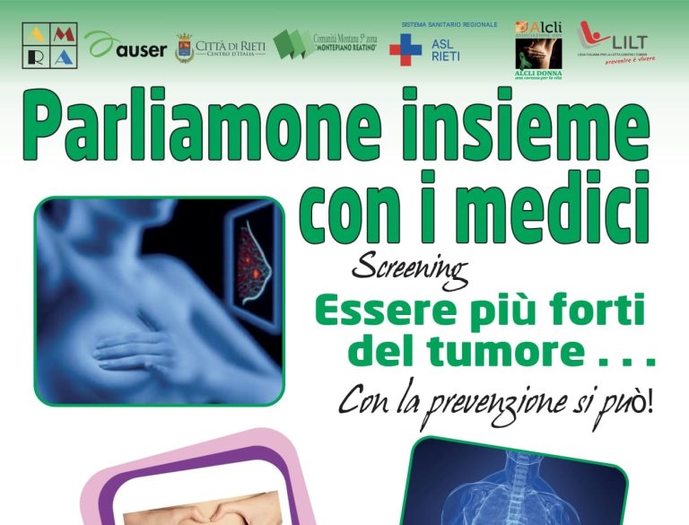 “Parliamone insieme con i medici”, il 25 ottobre presso la V Comunità Montana di Rieti
