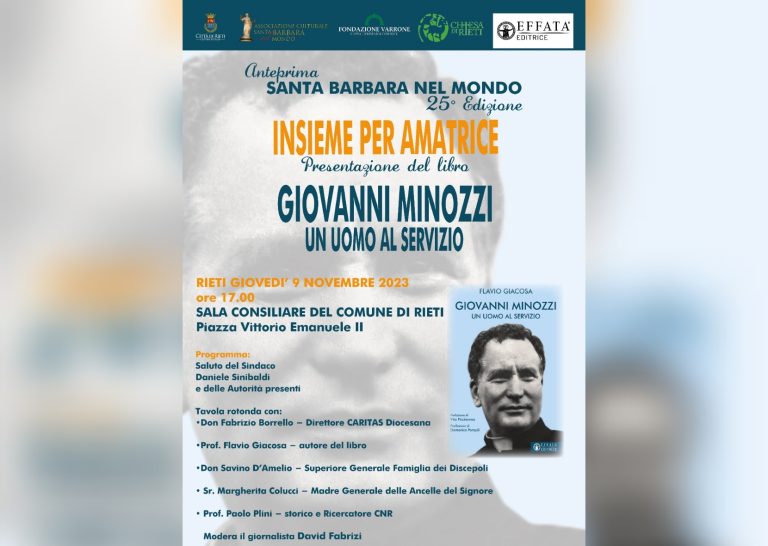 Il 9 novembre a Rieti presentazione del libro “Giovanni Minozzi – Un uomo al servizio”