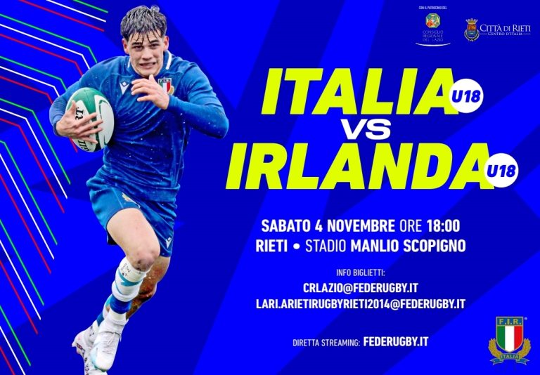 -10 alla partita di rugby Italia vs Irlanda Under 18 allo Scopigno di Rieti