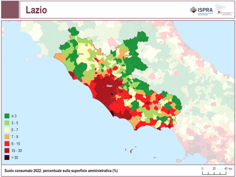 Rapporto Consumo di Suolo 2022, ancora a Roma il record nazionale negativo. E nel Lazio?