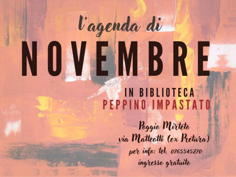 A novembre tanti appuntamenti culturali alla biblioteca Peppino Impastato di Poggio Mirteto