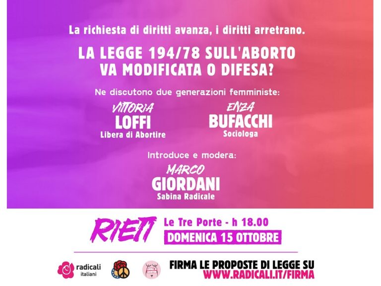 “Legge 194/78 sull’aborto: va modificata o difesa?”. Se ne parlerà a Rieti il 15 ottobre