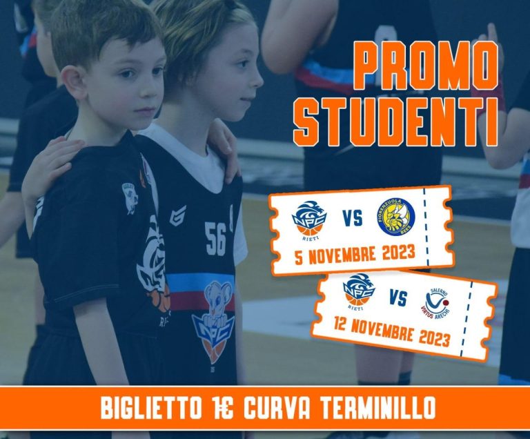 NPC Rieti, il 5 e 12 novembre gli studenti reatini entreranno al PalaSojourner a 1 euro