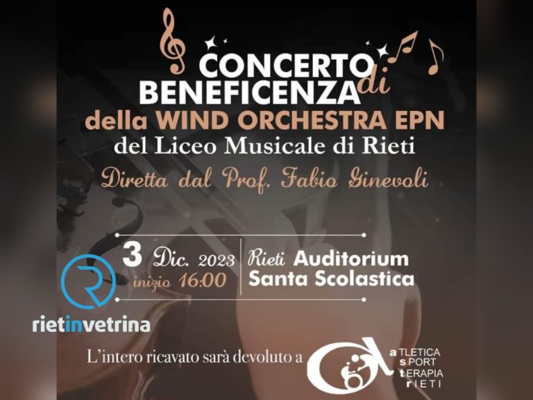 Concerto di beneficenza per Atletica Sport Terapia Rieti con la Wind Orchestra EPN