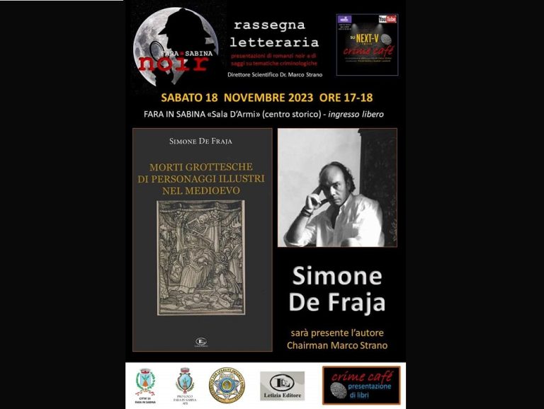 Fara Noir, a Fara Sabina presentazione del libro “Morti grottesche di  personaggi illustri del medioevo”