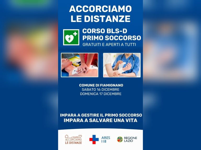 Il 16 e 17 dicembre a Fiamignano corsi gratuiti di BLS-D e Primo Soccorso
