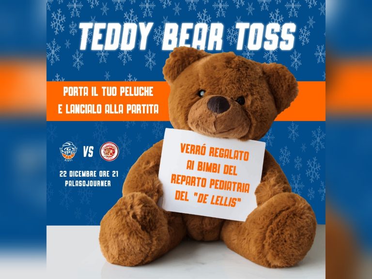 Venerdì sera al PalaSojourner lanciamo tutti un peluche per i bimbi ricoverati al de Lellis