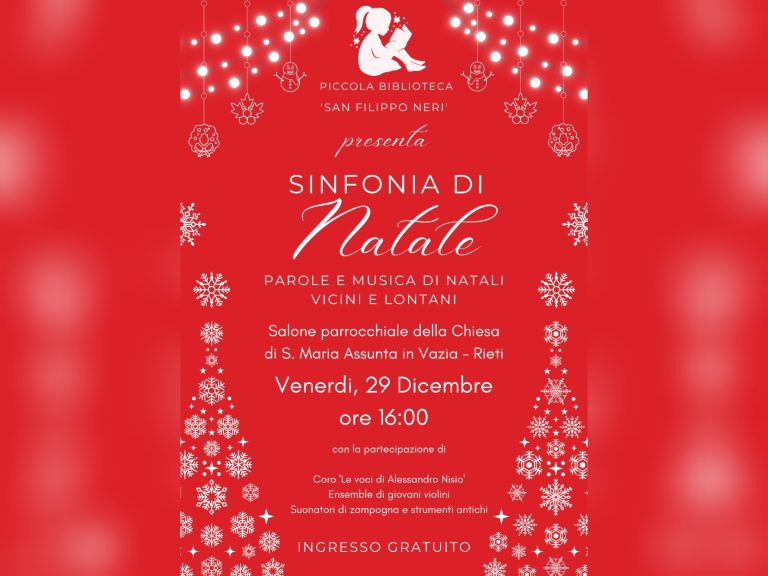 Venerdì 29 dicembre “Sinfonia di Natale” nella Chiesa di Santa Maria Assunta a Vazia