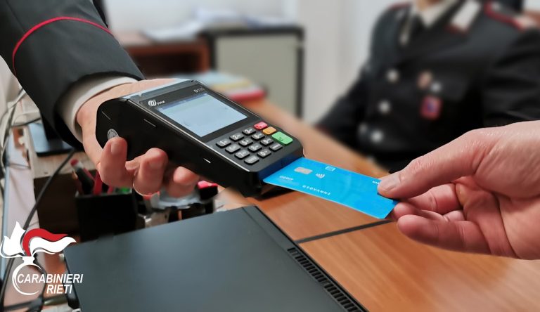 I Carabinieri di Rieti attivano il POS per il pagamento delle sanzioni