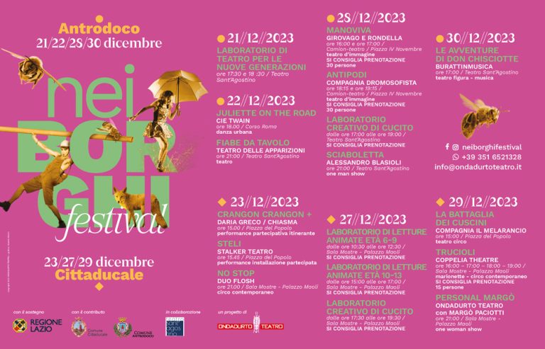 “neiBORGHI Festival”, dal 21 al 30 dicembre nei Comuni di Antrodoco e Cittaducale