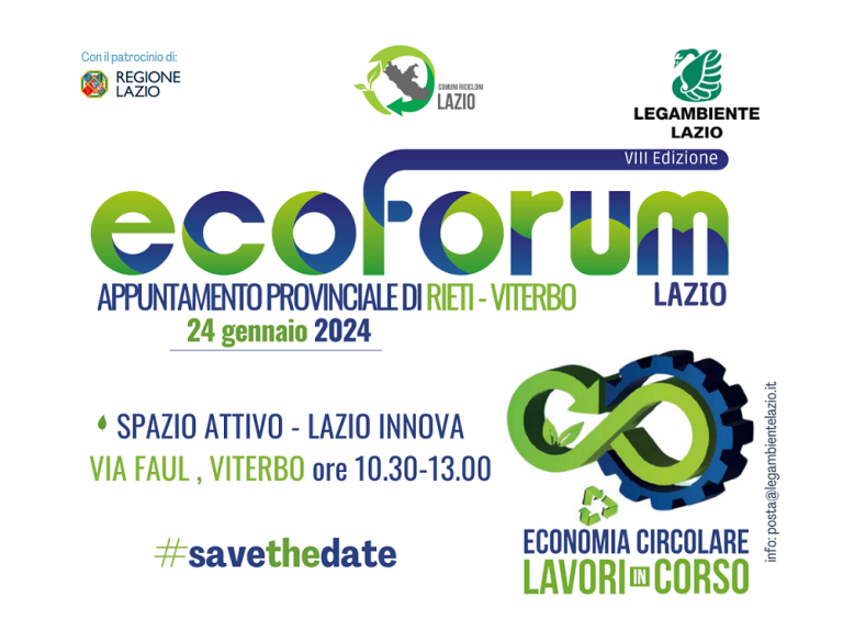 Ecoforum Lazio di Legambiente, saranno premiati anche i Comuni di Rieti