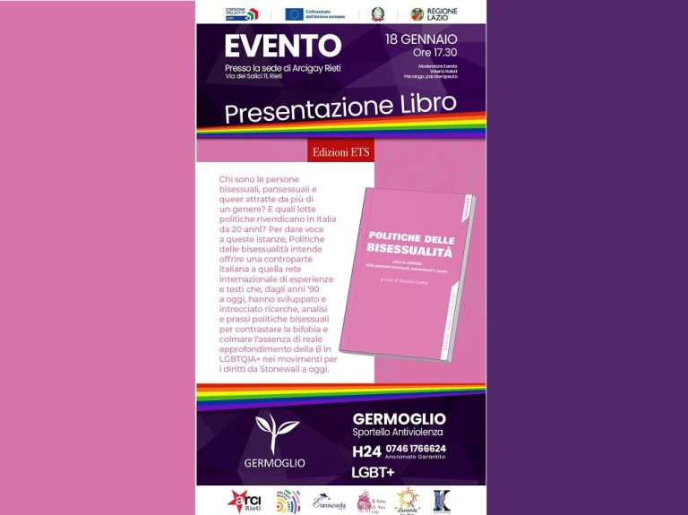 Il 18 gennaio a Rieti presentazione del libro “Politiche della bisessualità”