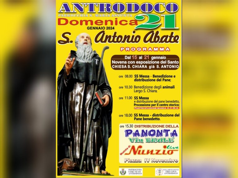 Il 21 gennaio Antrodoco festeggia Sant’Antonio Abate