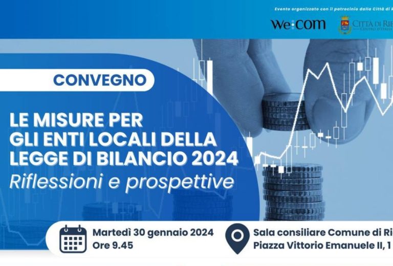 “Le misure per gli enti locali della legge di bilancio 2024. Riflessioni e prospettive”, convegno al Comune di Rieti