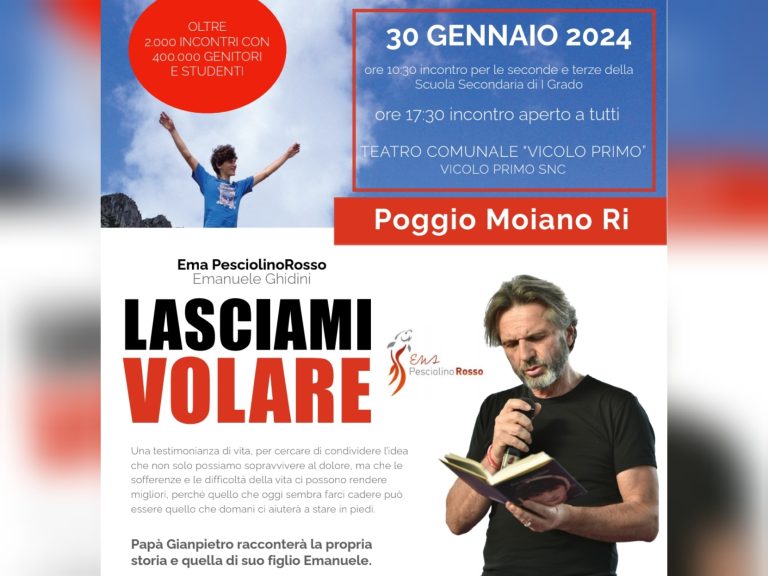 Possiamo sopravvivere al dolore? A Poggio Moiano presentazione del libro “Lasciami volare”