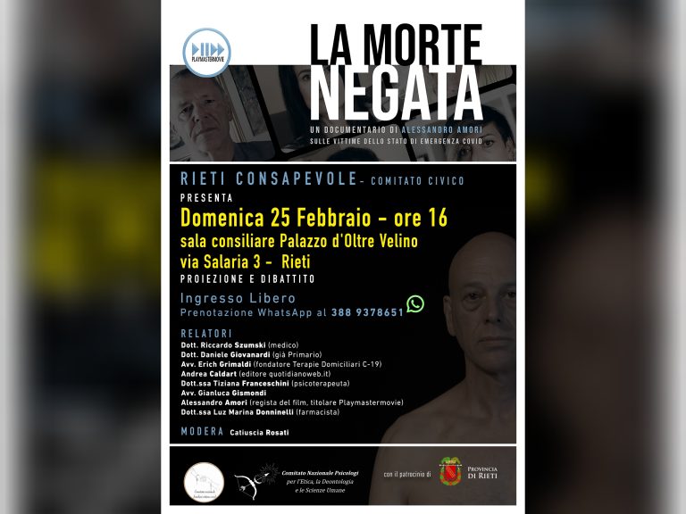 A Rieti la proiezione del film documentario “La morte negata”
