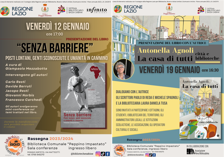 I prossimi appuntamenti nella Biblioteca Comunale di Poggio Mirteto